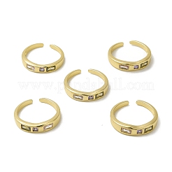Anillo de puño abierto rectangular con circonita cúbica lila&nbsp;RJEW-H120-03G
