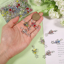 48 pieza de decoraciones colgantes de vidrio galvanizado transparente de 6 colores&nbsp;HJEW-CA00071