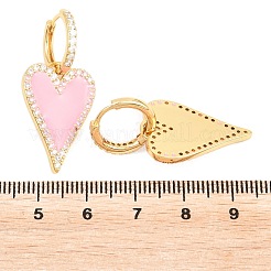Orecchini a cerchio a forma di cuore in ottone con micro pavé di zirconi cubici trasparenti per San Valentino&nbsp;EJEW-Z164-10G