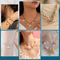 2 Arten 2 Farben 304 Edelstahl Büroklammer Kette Armbänder & Halsketten Sets&nbsp;SJEW-PH00003