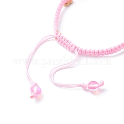 Braccialetto di fascino dello smalto della lega rosa della busta del cuore&nbsp;BJEW-JB08682-01