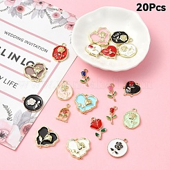 20pcs 20 styles de pendentifs en émail en alliage&nbsp;ENAM-YW0004-02
