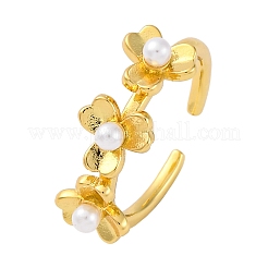 Offene Manschettenringe aus Messing mit Blumenmuster für Damen&nbsp;LS-RJEW-G341-01G
