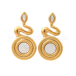 Pendientes de concha blanca natural de acero inoxidable 304&nbsp;EJEW-Z103-03G-02