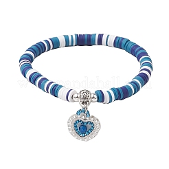 Bracelets à breloques en forme de cœur avec pierres précieuses naturelles et perles de rocaille Miyuki&nbsp;BJEW-MZ00084