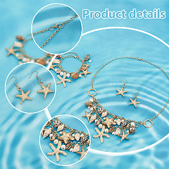 Strandschmuckset mit natürlichen Muscheln und Seesternen&nbsp;SJEW-PH0001-14