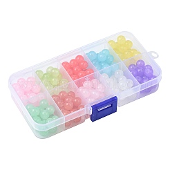 200 Stück 10 Farben Backfarbe Imitation Jade Glas runde Perlen Sets&nbsp;DGLA-FS0001-24