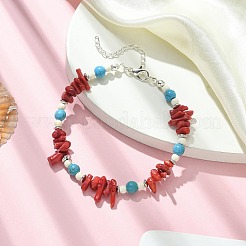 Braccialetti da donna con perline sintetiche di corallo&nbsp;BJEW-TA00374