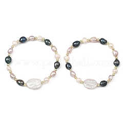 2 Stück Stretch-Armband aus natürlichen Süßwasserzuchtperlen und nichtmagnetischen synthetischen Hämatitperlen für Damen&nbsp;BJEW-JB14085