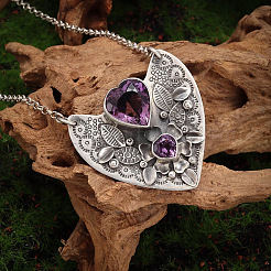 Legierung Amethyst Strass Herz Anhänger Halsketten für Frauen&nbsp;FS-WG5DD6E-01