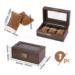 3-Schlitz-Uhrenaufbewahrungsbox aus Holz mit PU-Lederbezug&nbsp;CON-WH0113-10B