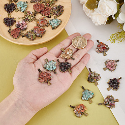 32 pièces 8 styles pendentifs de puces de pierres précieuses mixtes naturelles et synthétiques&nbsp;PALLOY-AB00252