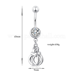Piercing Schmuck echte platinierte Messing Strass Handschellen Nabel Ring Bauchringe&nbsp;AJEW-EE0001-36