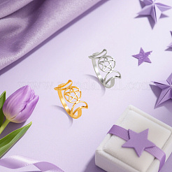 4 pz 2 colori tripla luna 304 anelli in acciaio inox per le dita delle donne&nbsp;RJEW-GO0001-12