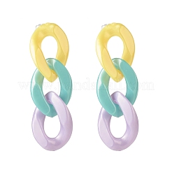 Orecchini a bottone in acrilico alla moda con catena colorata e delicata per le donne della ragazza&nbsp;EJEW-JE04608