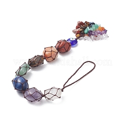 7 pépites de chakra décorations de pendentif de poche en pierres précieuses naturelles&nbsp;HJEW-JM01049-03