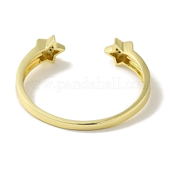 Gestellplattierung Messing Mikropflaster klare Zirkonia Stern offene Manschette Armreifen für Frauen&nbsp;BJEW-P323-05G