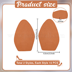 20 pieza de almohadillas antideslizantes para zapatos de tela de gamuza con arco de 2 estilos&nbsp;AJEW-PH0007-56A