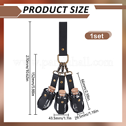 Bolsa de cuero sintético con 3 botella de vidrio con corcho.&nbsp;FIND-WH0366-234A
