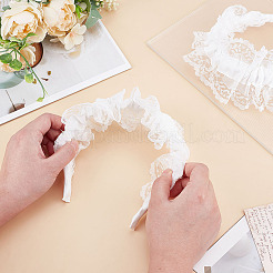 Stoff-Falten-Spitzen-Haarbänder für Frauen und Mädchen&nbsp;OHAR-WH0029-11A