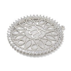 Placage de crémaillère en laiton micro pavé pendentifs en zircone cubique claire&nbsp;KK-L224-009P