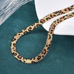 Flache Schlangenkettenhalsketten aus 304 Edelstahl mit Leopardenmuster für Damen&nbsp;NJEW-A044-02B-G-01