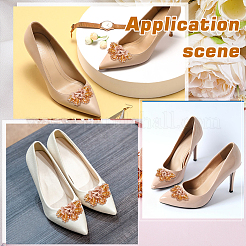 2 pince à chaussures en verre et tissu à motif de fleur&nbsp;HJEW-ME00092