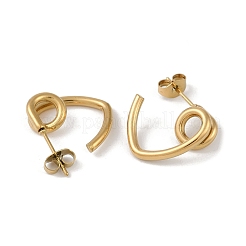 Pendientes de botón con forma de corazón de acero inoxidable 201 con revestimiento al vacío de PVD&nbsp;EJEW-I309-38G
