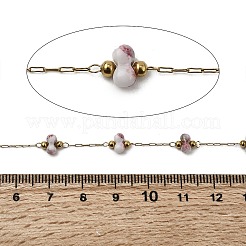 Chaînes à maillons ronds en porcelaine et acier inoxydable 304 faites à la main&nbsp;CHS-L032-16G-01