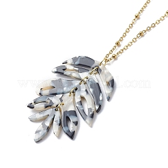 3 pièces colliers pendentif feuille de résine 3 couleurs&nbsp;NJEW-JN03989