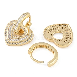 Orecchino a cerchio da donna con pavé di zirconi trasparenti in ottone&nbsp;EJEW-S225-10G-03