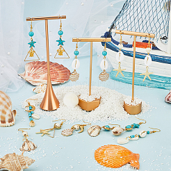DIY-Set zur Herstellung baumelnder Ohrringe aus natürlicher Muschel&nbsp;DIY-SC0025-14