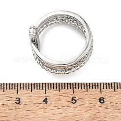 Bagues de doigt multicouches en laiton serties de micro-pavés de zircon cubique transparent&nbsp;KK-H279-12P