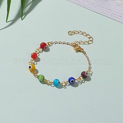 Bracelets de perles faits à la main au chalumeau mauvais œil&nbsp;BJEW-JB05854