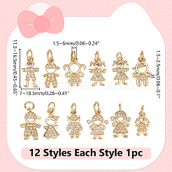 12pcs 12 Stil Messing Micro Pave klaren Zirkonia Charms&nbsp;ZIRC-WR0001-07