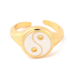 Anillos abiertos redondos con esmalte de latón yin-yang para mujer&nbsp;RJEW-U009-11E-G