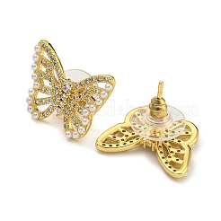 Latón micro pave aretes de circonita cúbica transparente&nbsp;EJEW-B065-04G