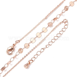 Collane con catene piatte e cavi in ottone con paillettes per donna&nbsp;NJEW-D302-40RG