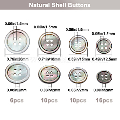 42 pièce 4 styles 4 trous boutons de coquille de lèvre noire naturelle&nbsp;SHEL-BBC0001-17