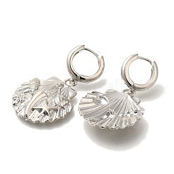 Orecchini a cerchio in ottone a forma di conchiglia con placcatura a cremagliera&nbsp;EJEW-H016-43P