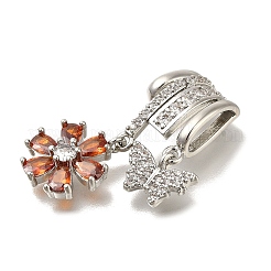 Pendentifs avec zircon cubiques à micro-pavés en laiton&nbsp;KK-M301-04P