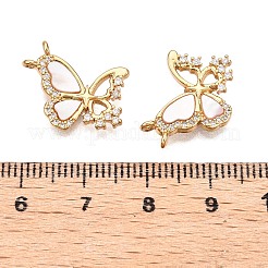 Latón micro pavé de circonita cúbica con colgantes de concha.&nbsp;KK-T070-36G