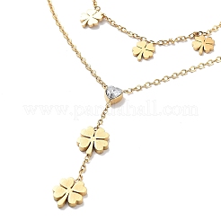 Collier double couche en acier inoxydable 304 doré avec chaînes en câble&nbsp;NJEW-Z027-01B