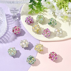 12 pièce de perles rondes incrustées d'acrylique scintillant de 6 couleurs&nbsp;CLAY-YW0002-65