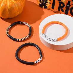 3 Stück 3 Stile Polymer Clay Heishi Surfer Stretch-Armbänder-Set&nbsp;BJEW-TA00264