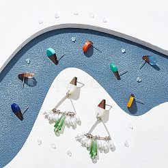 12 Paar Ohrstecker aus transparentem und undurchsichtigem Harz und Walnussholz in 12 Farben&nbsp;RESI-FH0001-42