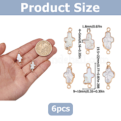 6 pz. ciondolo a croce con perla barocca naturale placcata in galvanica&nbsp;PEAR-HS0001-31