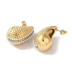 Boucles d'oreilles à tige en acier inoxydable 304 plaqué ionique (IP) en forme de larme pour femmes&nbsp;EJEW-L287-017G
