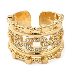 Anelli per polsini aperti ovali cavi in vero ottone placcato oro 18k con placcatura a cremagliera&nbsp;RJEW-B048-10G