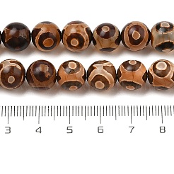 Fili di perle di agata dzi naturale tibetana a 3 occhio&nbsp;G-A240-A03-02